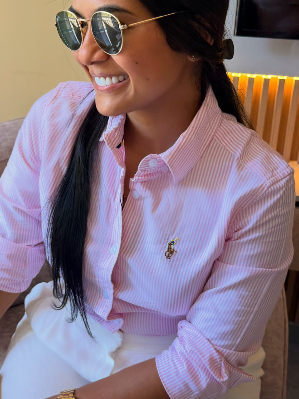 CAMISA OXFORD ROSA DE RAYAS